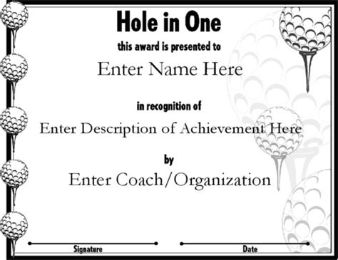 Free Hole In One Certificate Template | williamson-ga.us