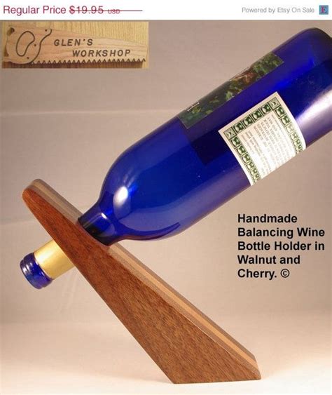 Fathers Day Sale Balancing Wine Bottle Holder, Handmade Walnut and Cherry via Etsy Wine Glass ...