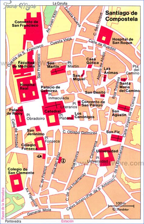 Santiago de Compostela Map With Counties - ToursMaps.com