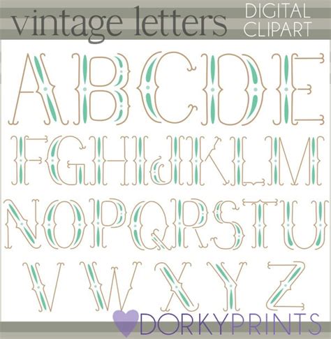 Vintage Alphabet Clipart personal and Limited Commercial Use - Etsy