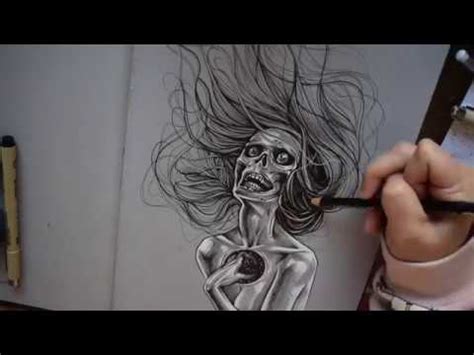 My blackhole kind of heart, dark art pen and charcoal sketch - YouTube