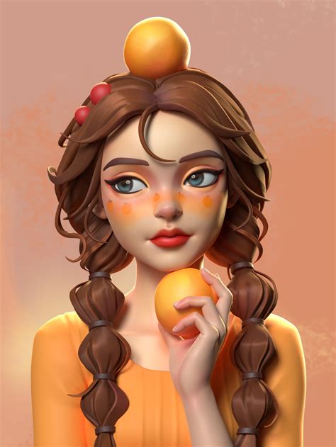 ArtStation - orange girl, Sinmi(Ting Xue) in 2022 | Girl cartoon ...