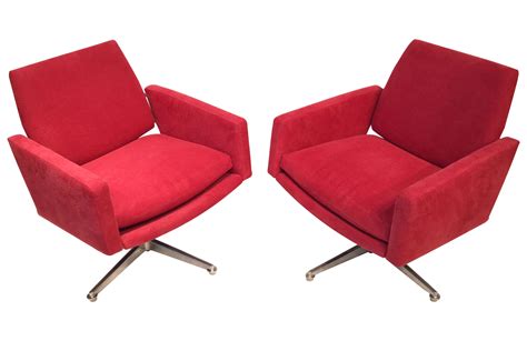 Red & Chrome Vintage Armchairs - a Pair | Armchair vintage, Club chairs, Contemporary armchair