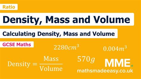 Ratio and Proportion - Density Mass Volume - YouTube