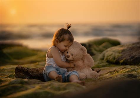 Download Child Teddy Bear Photography Baby HD Wallpaper by Keren Genish