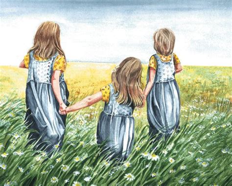 Watercolor print from my original painting of 3 sisters | Sisters drawing, Sisters art, Sister ...