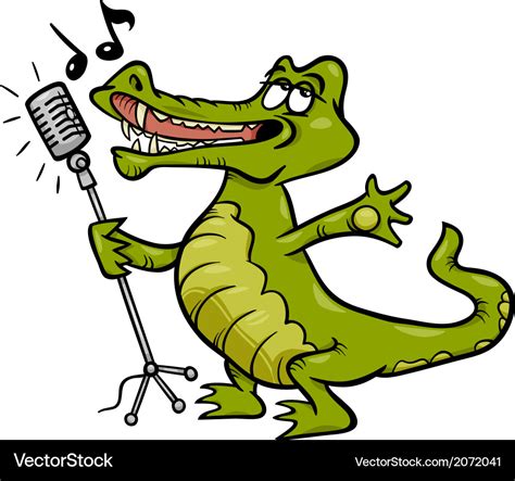 Singing crocodile cartoon Royalty Free Vector Image