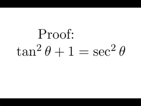 Proof: tan^2 + 1 = sec^2 - YouTube