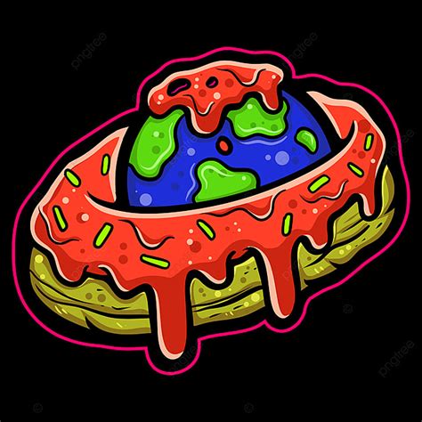 Cartoon Donuts White Transparent, Donut Earth Cartoon, Sticker Design, Logo Design, Character ...