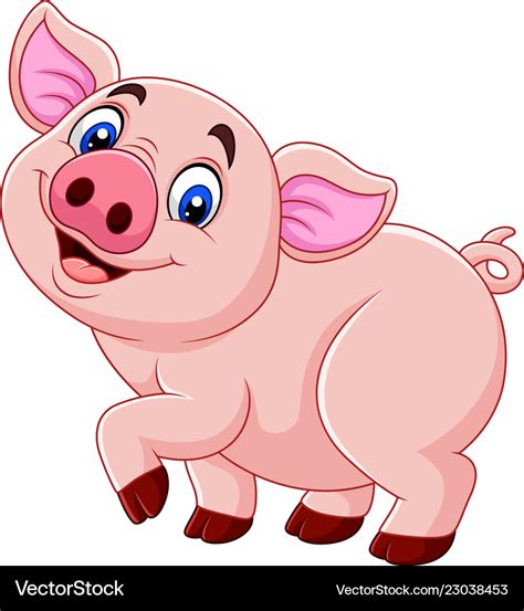 Cartoon happy pig isolated on white background Vector Image