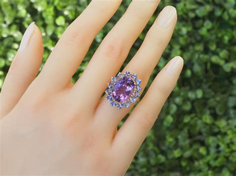 Amethyst, tanzanites 14k gold ring. Oval amethyst ring. For Sale at 1stDibs | december 9th ...