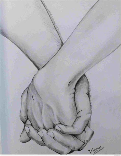 Couple Holding Hands Sketch Easy Sketch Holding Hands | Romantic couple pencil sketches ...