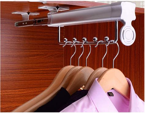 Wardrobe Hanger,Pull Out Closet Rod Retractable Wardrobe Clothes Hanger,Double Sliding s ...