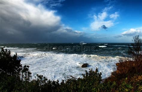 Ocean Storm Weather with Huge Waves in Biarritz, France Stock Image ...