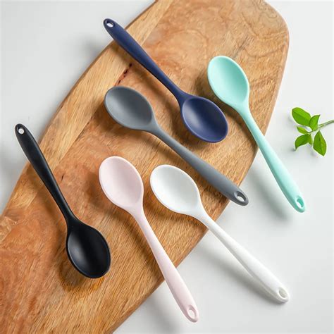 Silicone-Spoon-Mixing-Soup-Spoons-Kitchen-Mixing-Ladle-Cooking-Utensils ...