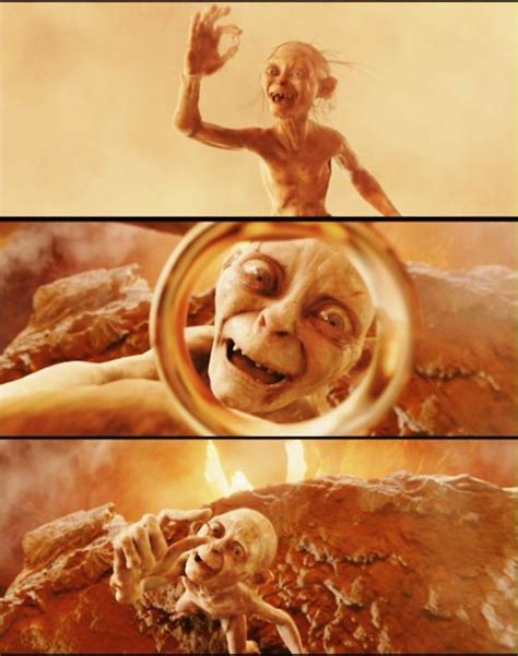 I love how happy Gollum is to have the ring even if he is being burned alive with it. | Lord of ...