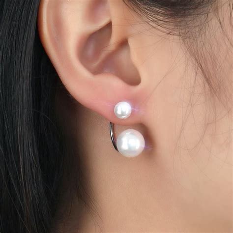 Genevive Classy & Fancy Double Pearl Ear Jacket Earrings | Pearl ear ...