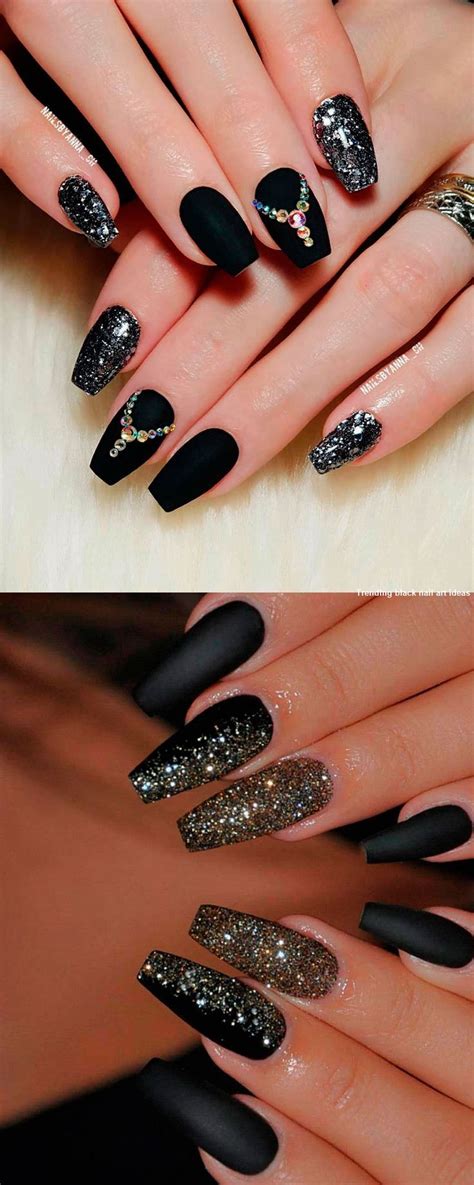 20 Simple Black Nail Art Design Ideas #naildesigns | Shiny nails ...