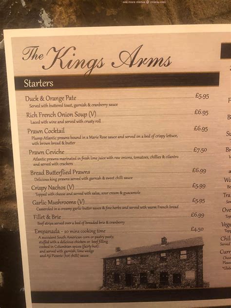 Menu at The Kings Arms pub & bar, Kidwelly