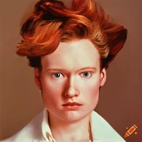 Oil painting of conan o'brien with tomato hair on Craiyon