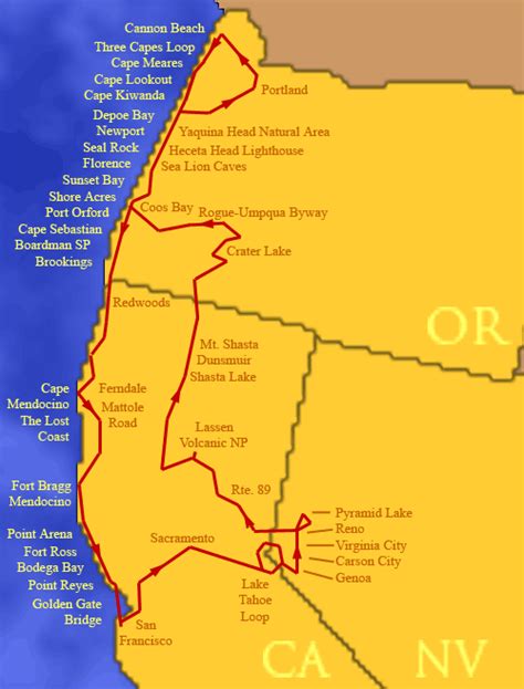 Oregon California Coast Map - Hiking In Map