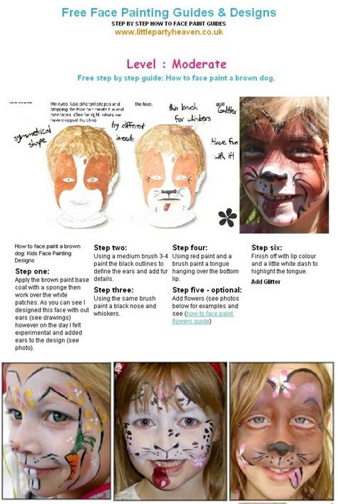 How to face paint a dog | Print page | Animal face paintings, Dog face ...