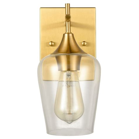 Brass Modern Clear Glass Bathroom Wall Sconces | Claxy