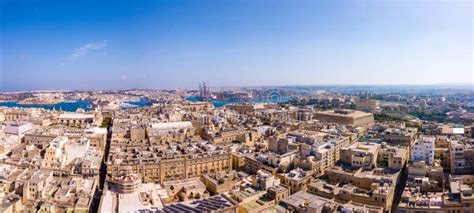 Aerial Panoramic View of the Valletta Old Town on Malta. Stock Image - Image of night, cityscape ...