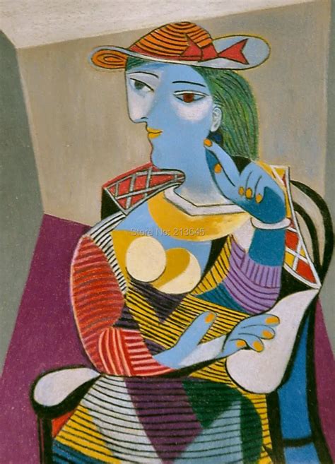 Museum Quality Seated Woman (Marie Therese) by Pablo Picasso Oil Painting Repro wall art oil ...