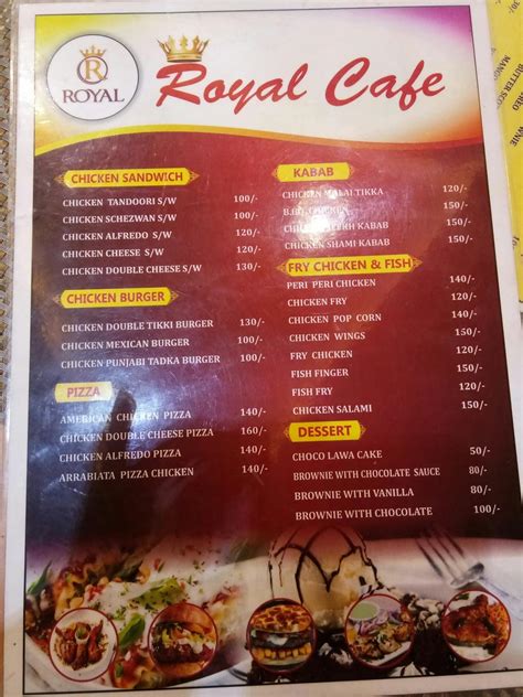 Menu at Royal Cafe, Mhow