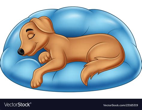 Cute dog cartoon sleeping on a pillow Royalty Free Vector