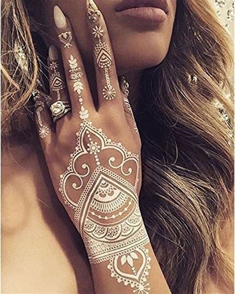 White Henna Temporary Tattoo Stickers 40 Designs | Etsy | White henna ...