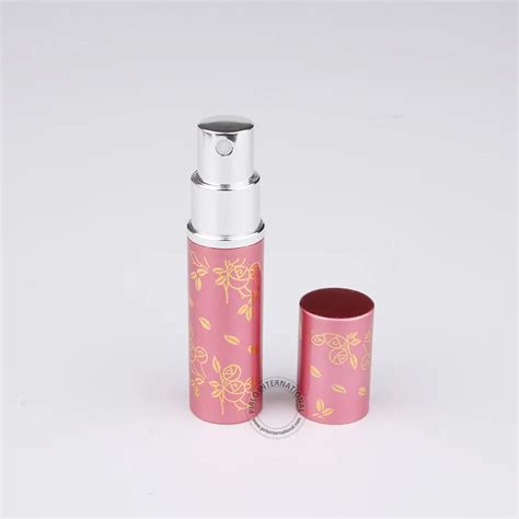 5pcs x 5ml Pink Rose Design Aluminium+Glass Perfume Bottle 5cc Liquid Atomizer Small Spray ...