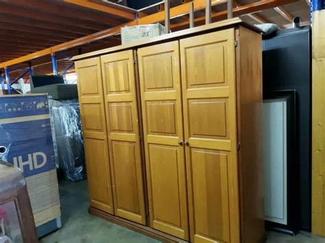 Solid Wood 4 Doors Wardrobe - Second Hand Furniture│Perabot Terpakai Skudai Johor JB Malaysia