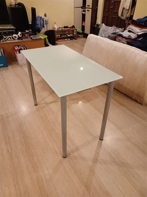 Ikea Glass Table Desk Glasholm, Furniture & Home Living, Furniture, Tables & Sets on Carousell