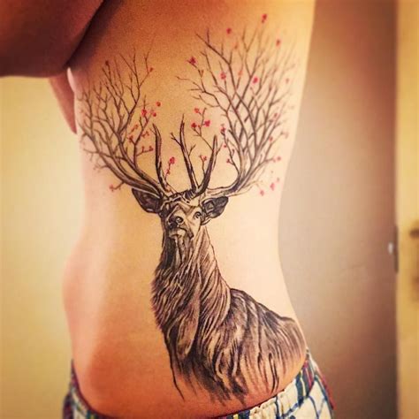 « @chloe14487's stag tattoo #stagtattoo #stag #tattoo #tattoos #stag #ribtattoo #animaltattoo # ...