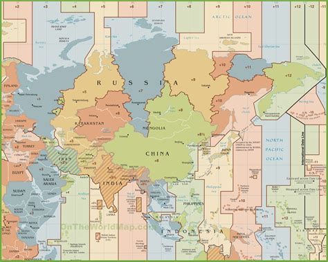 Asia time zone map - Ontheworldmap.com