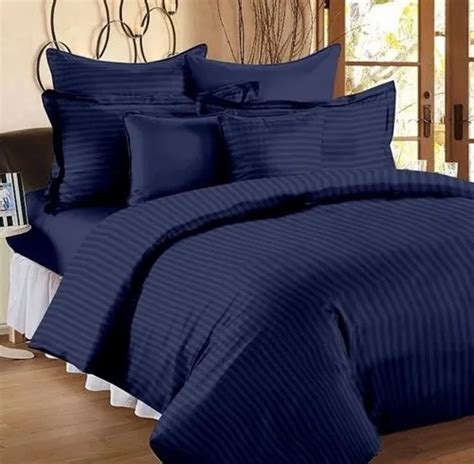 Blue Satin Stripe Cotton Double Bed Sheets, For Hotel at Rs 460/piece in Jaipur