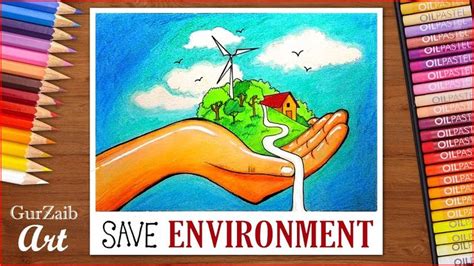 How to draw save environment poster chart for school students (very easy... | Save environment ...