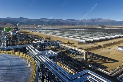 Parabolic trough solar power plant - Stock Image - C019/4018 - Science ...