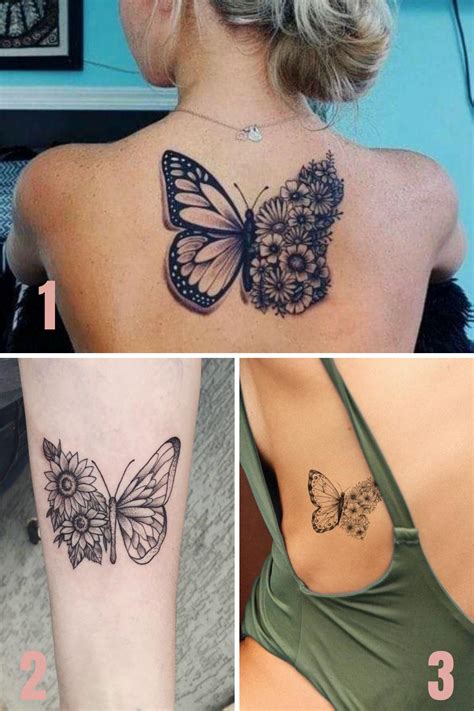 31 Beautiful Half Butterfly Half Flower Tattoo Ideas - tattooglee | Butterfly tattoos for women ...