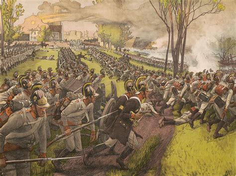 Infantry attack in 4 lines, Wagram 1809, by Felician Myrbach : r ...