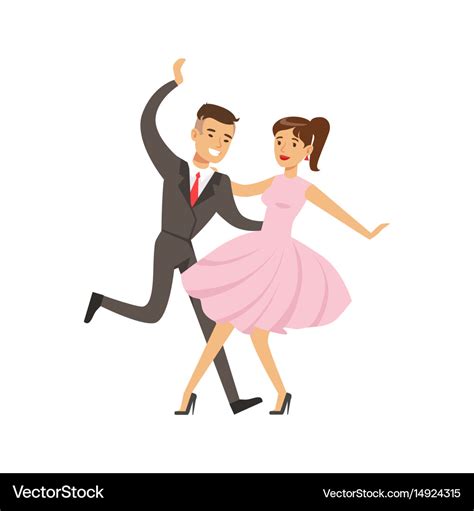 Young couple dancing boogie woogie dance colorful Vector Image