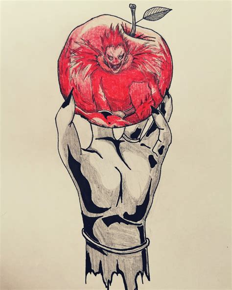 Ryuk in apple hand deathnote drawing | Scary drawings, Drawings, Cool art drawings