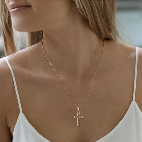 Rose Gold Cross Necklace for Women