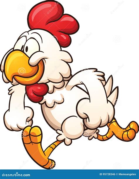 Running chicken stock vector. Illustration of cartoon - 95728346