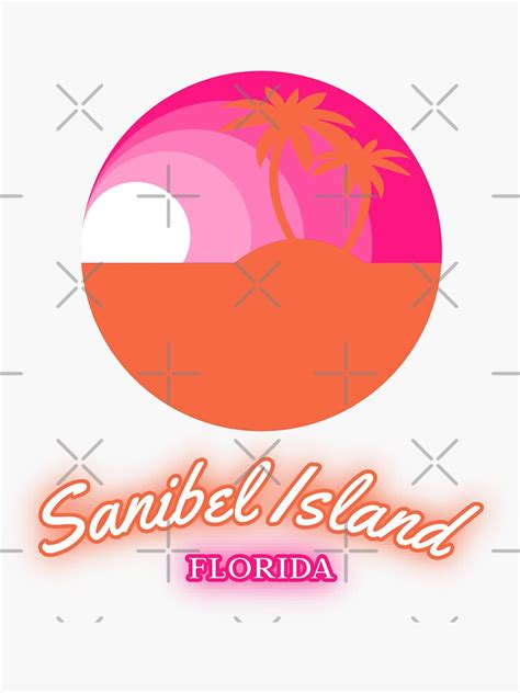 "Sanibel Island Florida Sun and Palm Trees" Sticker by ShellTees | Redbubble
