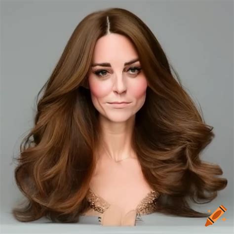 Styling head of kate middleton with long flowing hair on Craiyon