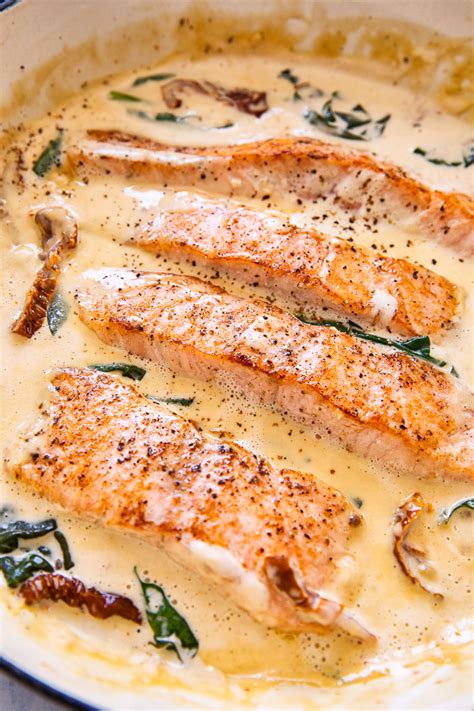 Tuscan Salmon with Parmesan Cream Sauce - Vikalinka