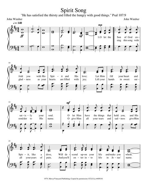 Spirit Song Sheet music for Piano (Solo) | Musescore.com